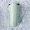 500 ml Stroh Kaffeetasse Auto Wasserbecher glänzende Strass Wasserflasche doppelte Edelstahl-Thermoskanne mit 240124