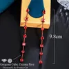 Boucles d'oreilles pendantes BeaQueen luxe longue ligne goutte rouge géométrique cubique zircone noir pistolet plaqué bijoux pour femmes soirée E626