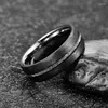 Bröllopsringar JQUEEN 8mm Men's Tungsten Carbide Ring Inlaid Carbon Fiber Imitation Vermiculite Steel Band