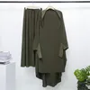 Roupas étnicas Khimar Saia 2 Peças Set Dubai Turquia Muçulmana Mulheres Oração Vestuário Islâmico 2024 Ramadan Eid Robe Abaya Hijab Vestido Vestido