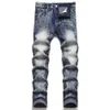 Pantalons pour hommes à la mode High Street Jeans de créateur de mode trou bleu lavé coupe décontractée pantalon droit jeunesse rivet imprimé patch noir jean broderie garçons Kecks