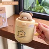 Tazas Lindo Oso Conejo Taza Kawaii Paja con Tapa Niñas Niños Pareja Taza Calentador Japón Grande A prueba de calor Café de acero inoxidable Desayuno