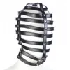 Party Supplies Gothic Kostüm verstellbare Leder aushöhlen Bondage Kopfhaube für Männer Frauen Fetisch Cosplay Halloween Sexy Maske