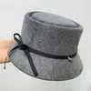 Wool Felt Cloche Winter Hat Women Asymmetric Brim Ribbon Fedora Hat Lady Church Derby Party Fashion Collapsible Warm Hat 240126
