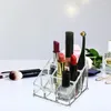 Storage Boxes 9 Lattice Trapezoid Plastic Transparent Makeup Display Rack Lipstick Stand Cosmetic Organizer Holder Box High Quality