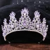 Klipy do włosów diezi luksus królowa księżniczka światła fioletowa kryształowa panna młoda Tiara ślub Koreańskie akcesoria biżuterii
