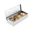 Tools BBQ Grill Smoker Box For Wood Chips Hinged Lid Smoking Meat Stainless Steel Kitchen Accessories