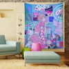 Tapisseries murales suspendues pour filles, Kawaii, décoration de fond de chambre à coucher, mignon, rose, tendance, Hippie, grand tissu