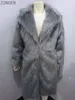 Designer Mens Artificial Fur Coat Black Long Winter Warm Rabbit Lapel TOSP