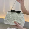 Mini elegante pérola frisado saco de moda jantar embreagem bolsa das mulheres clássico banquete bolsa para festa casamento baile 240131