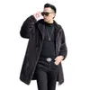 Mahagen Long WindProof Hat Mens Mink Fur Coat Whole and Integrated InsulationE1Y3