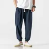 Pantalones Harem informales de lino de algodón para hombre, pantalones de verano para hombre, pantalones holgados de estilo chino, ropa Harajuku 240201