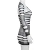 Casual Dresses Striped Print Mesh See-through Party Short For Women Y2K Night Club One Sleeve Irregular Asymmetrical Bodycon Mini Dress