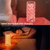 Bordslampor Rose Crystal Lamp Lights Touching Control med USB -port 3/16 RGB Färgbyte Romantisk diamant