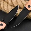 SG XR Folding Knife D2 Black Titanium Coated Drop Point Blade CNC Copper Handle Outdoor Camping Hiking EDC Pocket Folder Knives with Retail Box