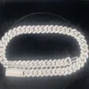 Massief Zilver 15mm Breed Gra Moissanite Baguettes Diamond Cubaanse Link Chain voor Heren Rapper Hip Hop Cubaanse Ketting