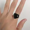 Bagues de cluster coeur pour femmes grand noir mode géométrique vintage fait à la main bague irrégulière cadeaux de fête fiançailles