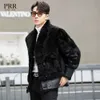 Leather and Fur Integrated Mens Tuscan Coat Designer Autumn/winter Genuine Wool Trend 39VU