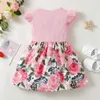 Flickans klänningar 1-5 år Little Princess Clothing Baby ärmlös blommig modeklänning Barn Girl Dagliga semesterkläder