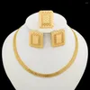 Necklace Earrings Set Luxury Gold Color Jewelry For Party African Square Design And Weddings Bride Jewellery Accessories Gifts