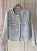 Cappotto da giacca in tweed francese vintage di alta qualità con piccola fragranza Cappotto corto scozzese da donna Primavera Autunno Casual Fried Street 240122