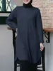 Etniska kläder Zanzea Solid Color Muslim Tops Woman Long Sleeve O-Neck Blue Spring Fashion Party Islamic Vintage Casual Shirt Mujer