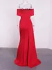 Бальные платья с открытыми плечами Макси-платье с разрезом на шее красно-белое эластичное платье длиной до пола Элегантное вечернее длинное платье