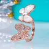 Bagues de cluster Mode 18K Rose Gold Plaqué Papillon Ouvert Bague réglable Haute Carbone Diamant 925 Sterling Argent Pour Femmes Fine Bijoux