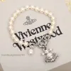 Designer Luxury Jewelry VivienenWestwoods Satellite Viviane Westwood High Version Empress Dowager Dowagers Anchor Saturn Pearl Bracelet Female Niche Design Lig