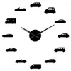 Wandklokken Transportauto's DIY 3D Acryl Klok Sportwagen Automotive Quartz Horloge Batterij-aangedreven Spiegeloppervlak