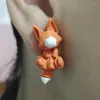 Stud Earrings Super Cute Faceted Fox Rabbit Unicorn Girls Unisex Stainless Steel Ear Studs 2024 Trendy Women Fashion Jewelry