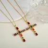 Pendant Necklaces Fashion Cross For Women Men Gold And Silver Amazing Color Crystal Jesus Christian Jewelry Wholesale