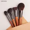 CHICHODO Makeup Brush-The Amber Series Carved Tube Brushes-11pcs Natural Hair Set-Powder Foundation Eyeshadow Makeup Tools 240123