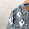 Manteau en denim à motif floral pour hommes Wash Blue Femmes Bouton Lettres Chemises Femme Designer Vestes S-XL