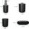 6PCS Black Plastic Bathroom Items Toothbrush Holder Soap Box Toilet Brush Bathroom Storage And Toiletry Set 240123