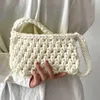 Handgefertigte Strickhandtaschen für Frauen, Baumwollseil-Einkaufstasche, Geldbörse, gehäkelt, kleine Hobo-Umhängetaschen, modische Einkaufstaschen, Clutch 240127