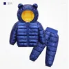 Daunenmantel für Kinder, Winterkleidung, ausländischer Stil, Baumwolljacke, Baby-Set, Weste für Jungen und Mädchen