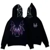 Y2K Strass Bat Zip Up Oversized Moletom Estético Goth Hoodie Homens Mulheres Grunge Jaqueta Com Capuz Streetwear Y2K Roupas 240126