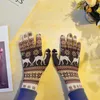 Five Fingers Gloves Red Christmas Elk Glove Women Men Stretch Knit Mittens Non-Slip Elastic Compression Chic Gift Luvas