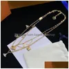 Set di bracciale in oro e collana di perle da donna di design di lusso semplice amore cuore lettera fiore vintage matrimonio consegna goccia Dh1Km