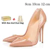 مع Box Red Bottoms Heels المصممون High Heel 8cm 10cm 12cm Dress Shoes Suitureys Pump Platfor