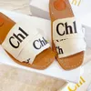 Designer Woody Womens Sandals Mules Cross Cloth Slippers Beige White Black Pink Light Tan Lace Lettering Fabric Canvas Slippers Summer Outdoor Beach Slipper