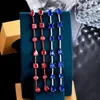 Boucles d'oreilles pendantes BeaQueen luxe longue ligne goutte rouge géométrique cubique zircone noir pistolet plaqué bijoux pour femmes soirée E626