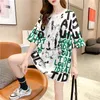 Internet celebrity t-shirt women's short sleeve 2024 summer dress new mid-length body shirt loose letter print crew neck top