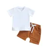 Clothing Sets CitgeeSummer Toddler Baby Boys Shorts Set Short Sleeve V Neck T-shirt Elastic Waist Outfit Clothes
