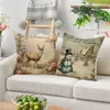 Travesseiro retro natal fronha sala de estar sofá capa boneco de neve cervos natal decoração para casa cabeceira
