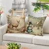 Pillow Retro Christmas Pillowcase Living Room Sofa Cover Snowman Deer Xmas Home Decoration Bedside