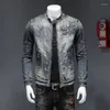 Męskie kurtki zamek błyskawiczne dżinsowe kurtka Mężczyźni Wysokiej jakości wiosenny jeansowy dżinsy stojak obster Slim Fit Motobiker dla M-5xl