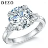 Cluster Rings Dezo Luxury 5 Round Cut Moissanite Engagement for Women Three Stone Solid 925 Silver VVS D Color GRA Certificate