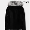 Faux Fur Jacket Short Mens Designer Collar Hooded Sheep Trimmed Fashionable Casual Warmth KV1O